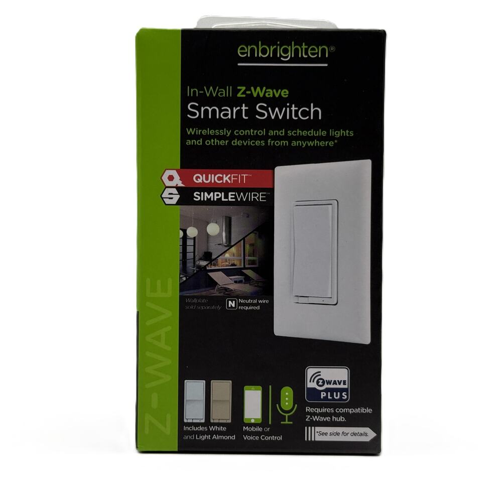 Enbrighten (Jasco) In-Wall Z-Wave Smart Paddle Switch ZW4008 - White/Almond - Picture 2 of 7